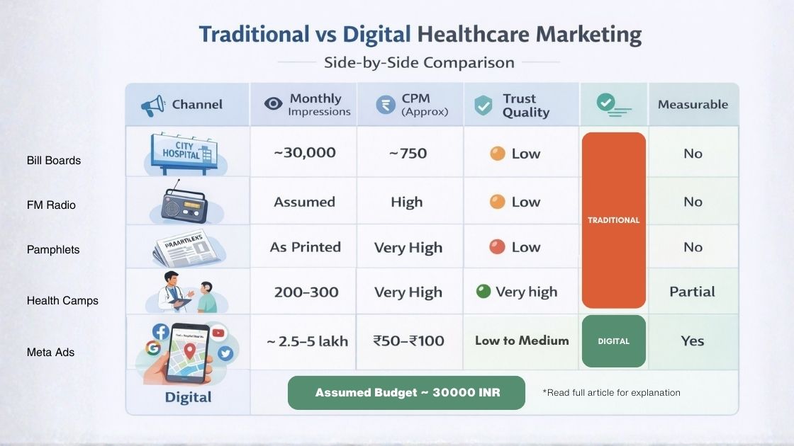 Traditional vs Digital Healthcare Marketing Comparison Table